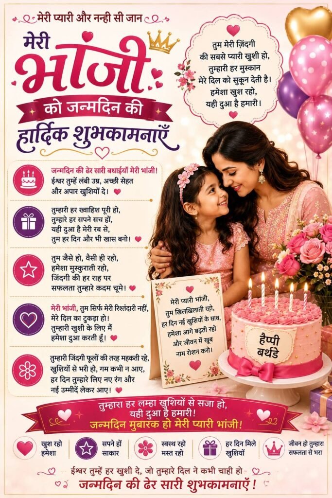 Birthday Wishes for Bhanji in Hindi (English Script)