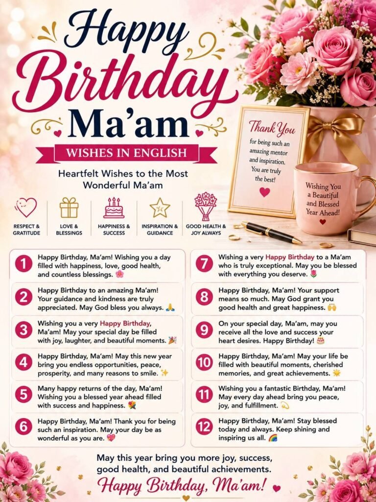 Happy Birthday Ma’am Wishes in English