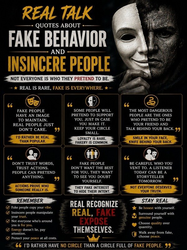 Real Talk Quotes About Fake Behavior and Insincere People