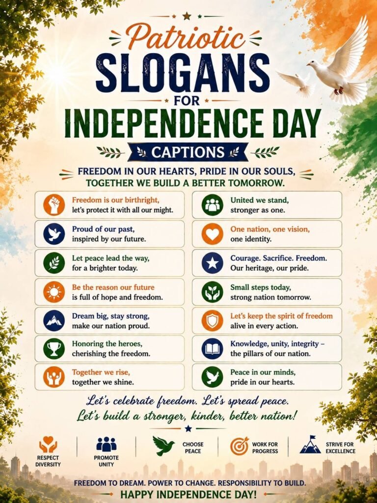 Patriotic Slogans for Independence Day Captions