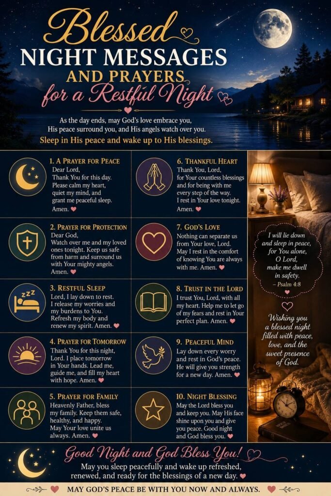 Blessed Night Messages and Prayers for a Restful Night