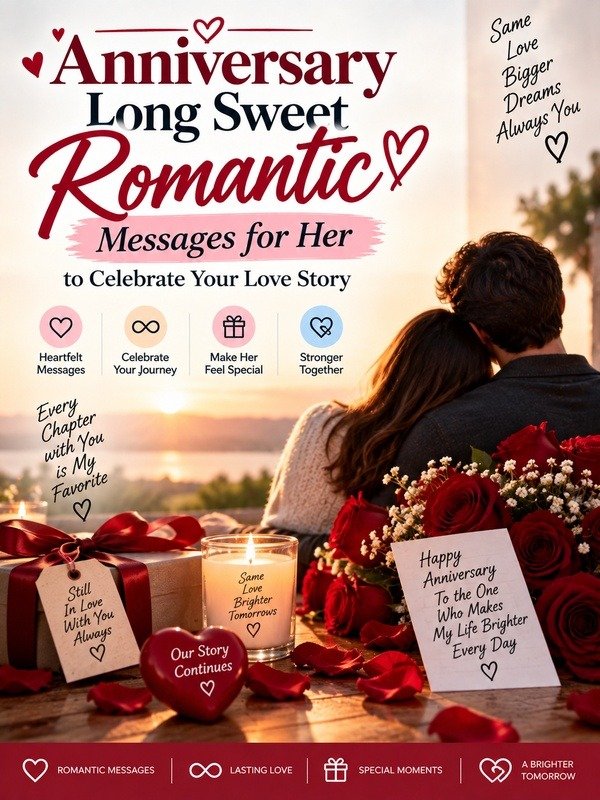 Anniversary Long Sweet Romantic Messages for Her to Celebrate Your Love Story