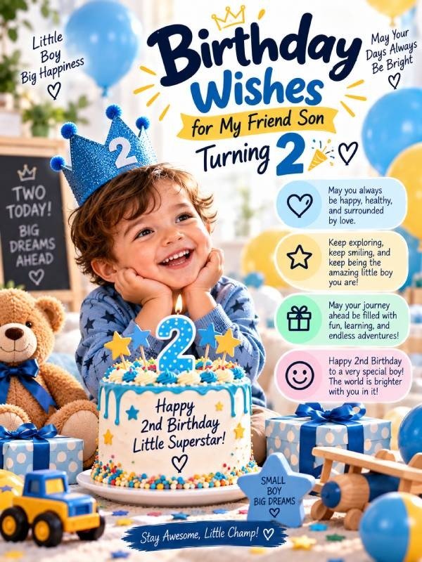Birthday wishes for my friend son turning 2
