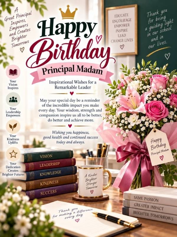 Inspirational Birthday Wishes for Principal Madam