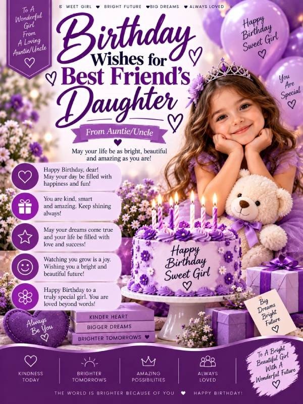 Birthday Wishes for Best Friend's Daughter from Auntie/Uncle