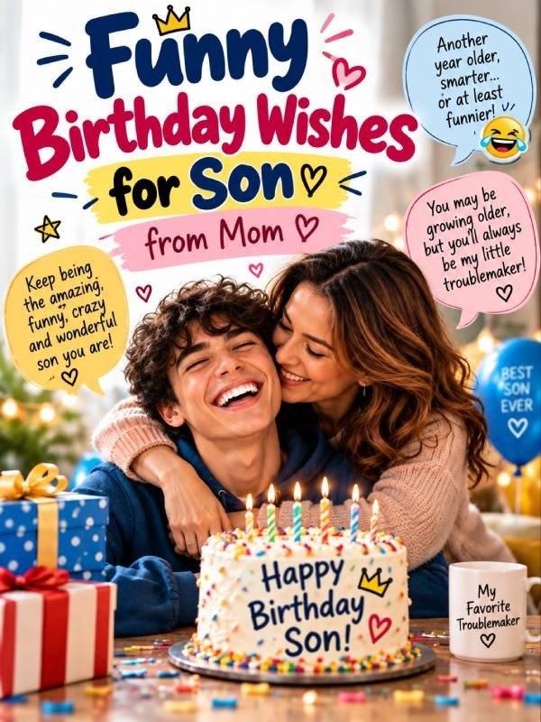Funny birthday wishes for son from mom