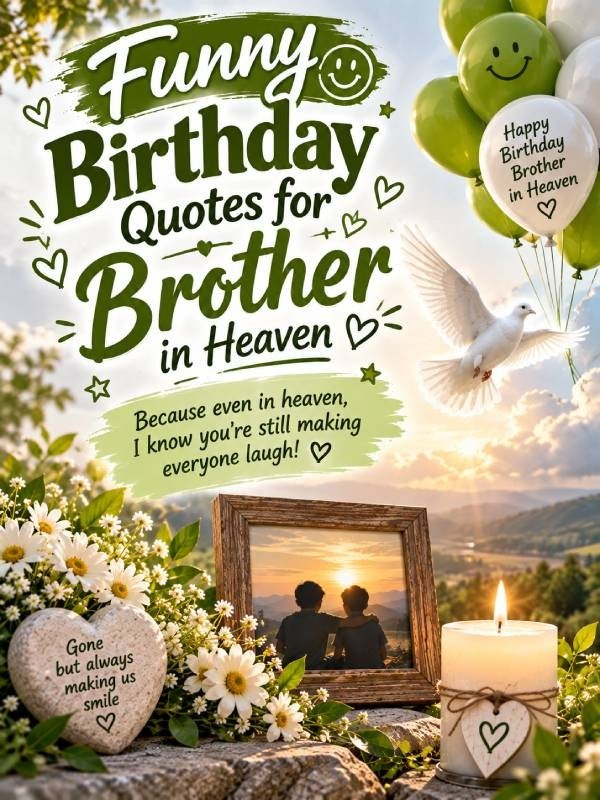 Funny birthday quotes for brother in heaven