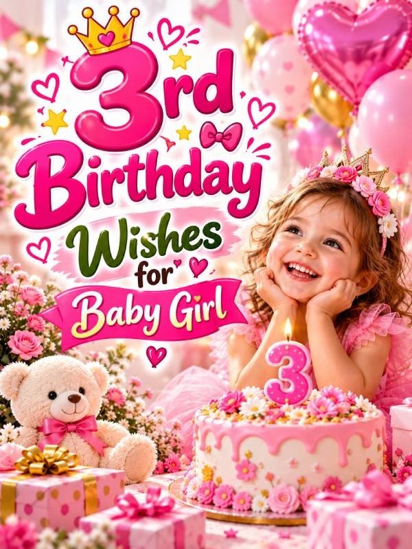 3rd Birthday Wishes for Baby Girl