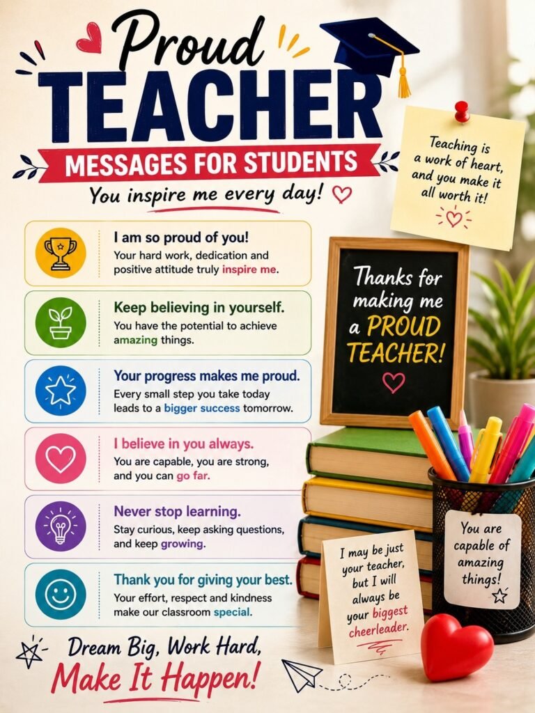 Proud Teacher Messages for Students