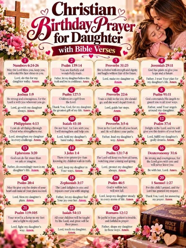 Christian Birthday Prayer for Daughter with Bible Verses