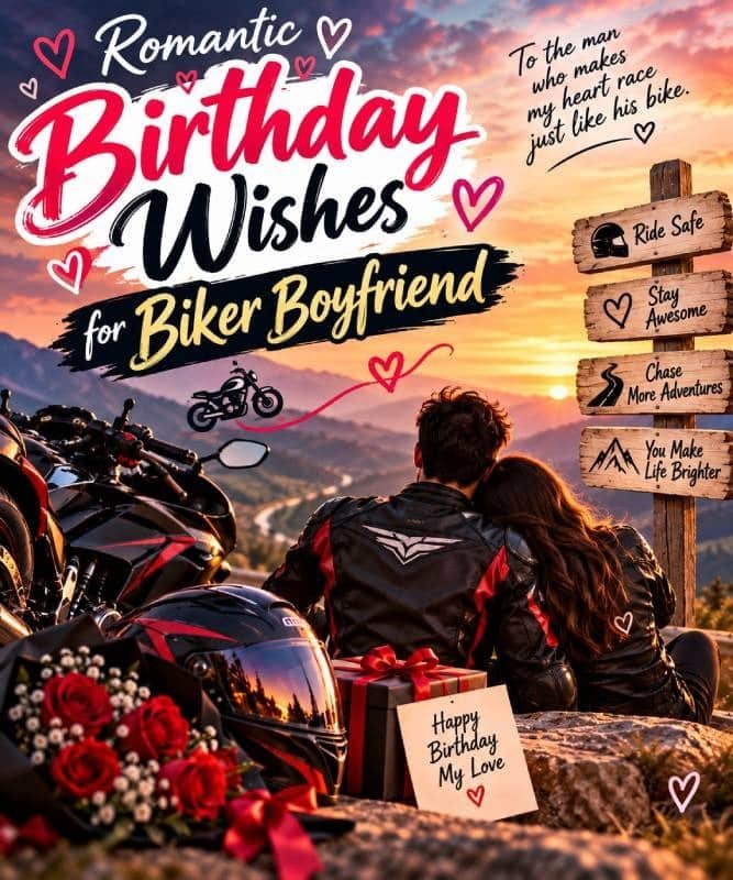 Romantic Birthday Wishes for Biker Boyfriend