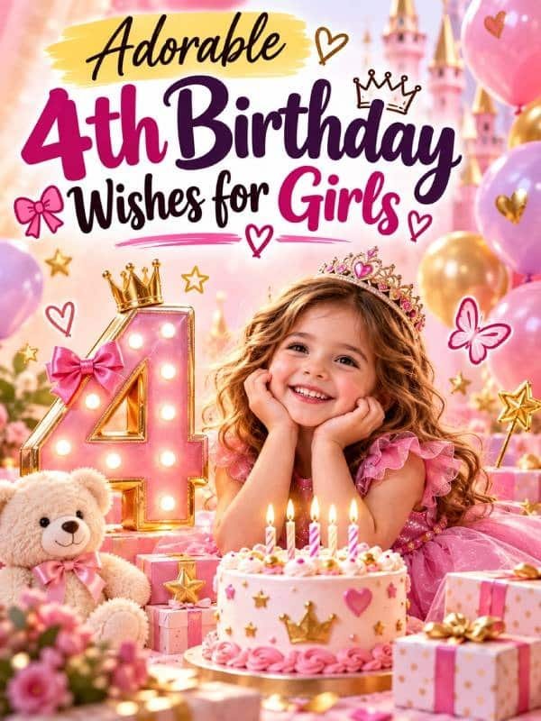 Adorable 4th Birthday Wishes for Girls