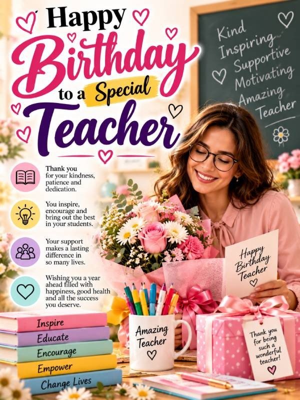 Female teacher special teacher birthday wishes for teacher