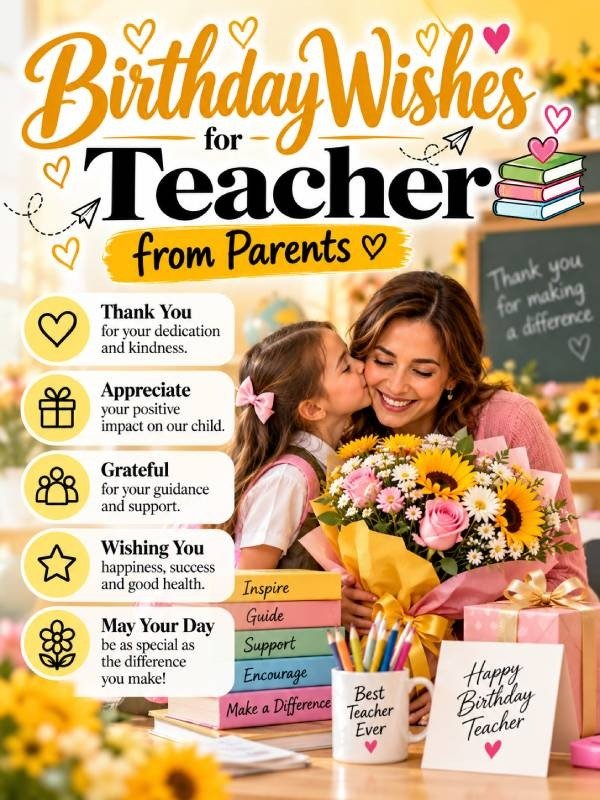 Birthday wishes for teacher from parents