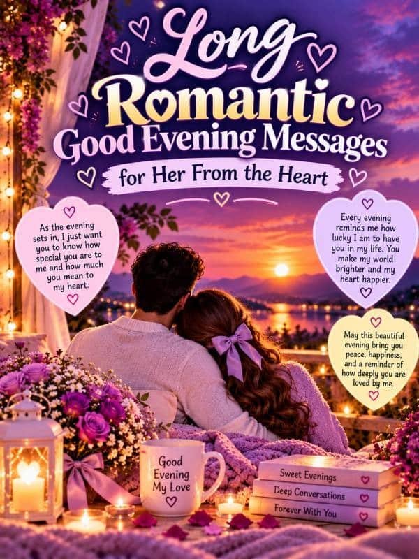 Long Romantic Good Evening Messages for Her From the Heart